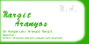 margit aranyos business card